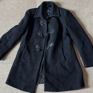 Lands' End Charcoal Textured Pea Coat